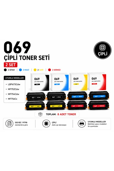 069 Çipli 2li Set ( 2 Siyah - 2 Mavi - 2 Sarı - 2 Kırmızı ) ürün görseli 1