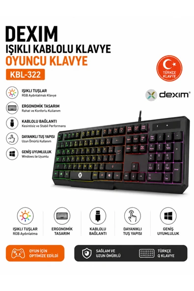 KBL-322 Işıklı Kablolu Oyuncu Klavyesi ürün görseli 1