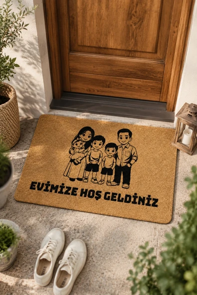 Valerine Life Aileye Özel Karikatürize Coco Hoş Geldiniz Koko Ev iç Dış Kapı Önü Paspası 45x70cm ürün görseli 1
