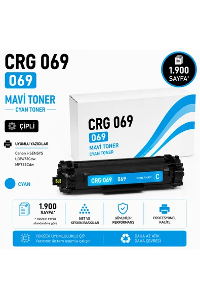CANON CRG 069 Cyan Chipli ürün görseli 1