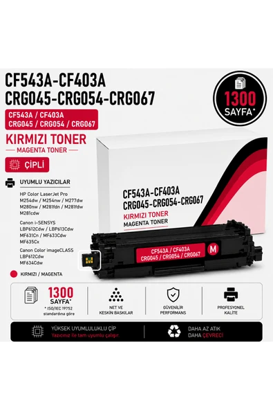 CF543A-CF403A-CRG045-CRG054-CRG067 Kırmızı ürün görseli 1