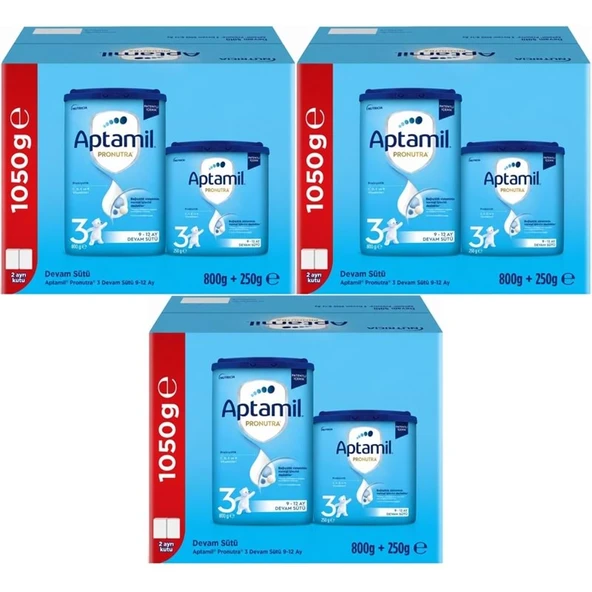 Nutrıcıa Aptamil Pronutra 1050GR (800+250GR) Devam Sütü No:3 (9-12 Ay) Avantaj Pk (3 Lü Set) ürün görseli 1