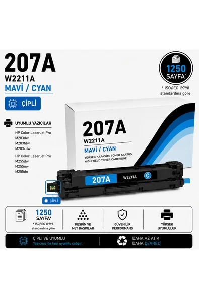 HP 207A-W2211-M283-M255 Mavi 1250 Sayfa ürün görseli 1