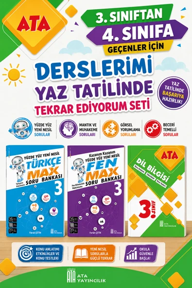 3.Sınıftan 4.Sınıfa Geçenler İçin Derslerimi Yaz Tatilinde Tekrar Ediyorum Seti-2 ürün görseli 1