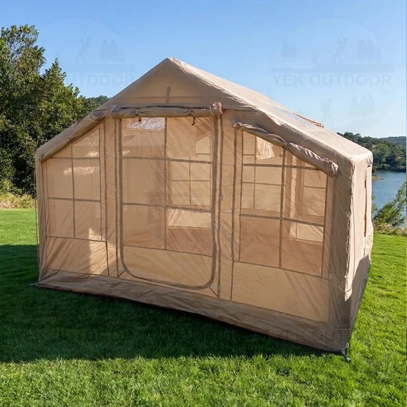 Yek Outdoor 6-8 Kişilik 4 Mevsim Soba/Vebasto Çıkışlı 420D Oxford Şişme Kamp Çadırı – Pompalı, 300x240x215 cm ürün görseli 1