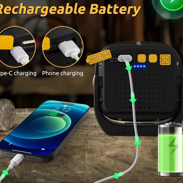 Wison Ws-582  Powerbank Özellikli Tripod Bağlantılı Mıknatıslı 3500 Lümen Usb Şarjlı Çalışma Feneri ürün görseli 1