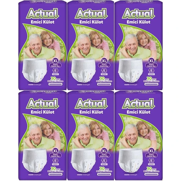 Actual Emici Külot Yetişkin Bezi XL - Extra Large - Ekstra Büyük (Islaklık Göstergeli) 180 Adet ürün görseli 1