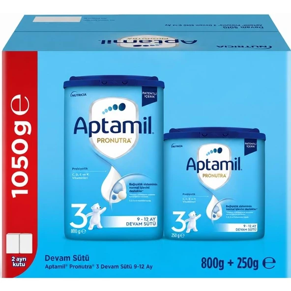 Nutrıcıa Aptamil Pronutra 1050GR (800+250GR) Devam Sütü No:3 (9-12 Ay) Avantaj Pk ürün görseli 1
