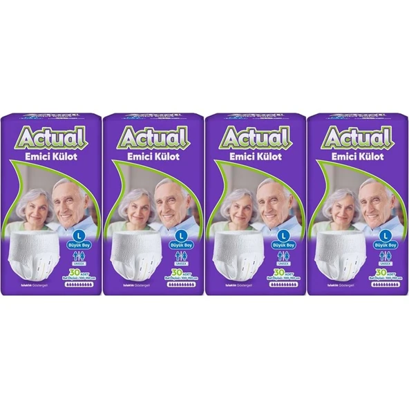 Actual Emici Külot Yetişkin Bezi L - Large - Büyük (Islaklık Göstergeli) 120 Adet ürün görseli 1