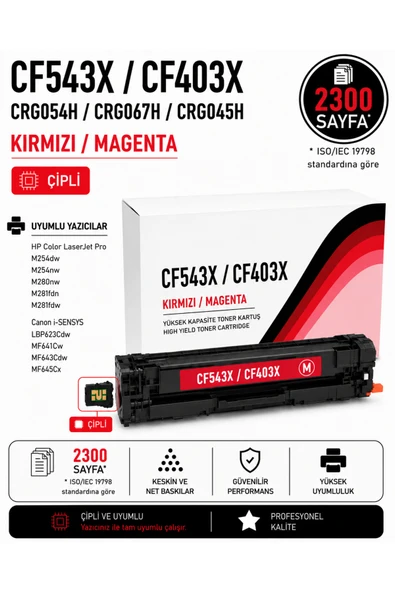 CF543X-CF403X-CRG054H-CRG067H-CRG045H Kırmızı ürün görseli 1