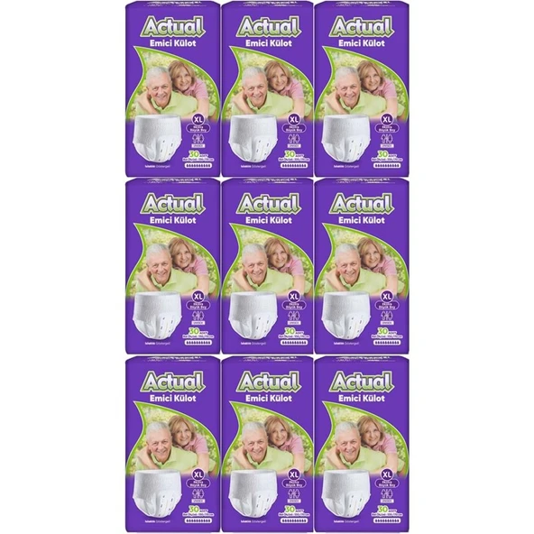 Actual Emici Külot Yetişkin Bezi XL - Extra Large - Ekstra Büyük (Islaklık Göstergeli) 270 Adet ürün görseli 1