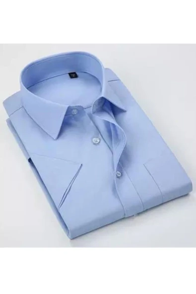 NACAR STORE Erkek Mavi Kısa Kol Klasik Kesim Gömlek ürün görseli 1