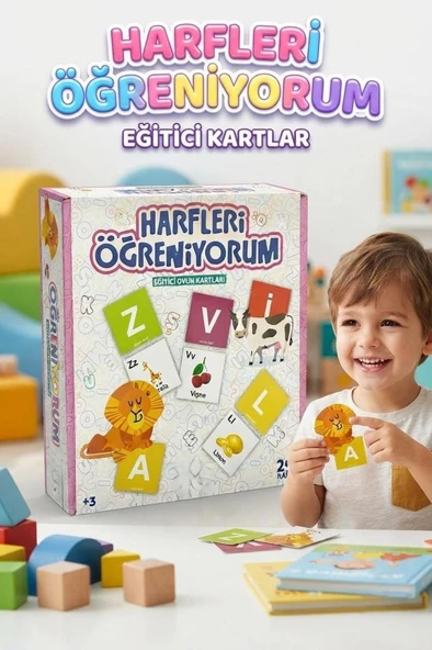 Harfleri Öğreniyorum - Okul Öncesi Eğitici Zihinsel ve Motor Gelişim Destekleyici Oyun Kartları ürün görseli 1