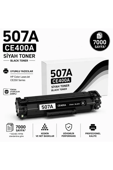 HP CE400A-CE250-507A Siyah 7000 Sayfa ürün görseli 1