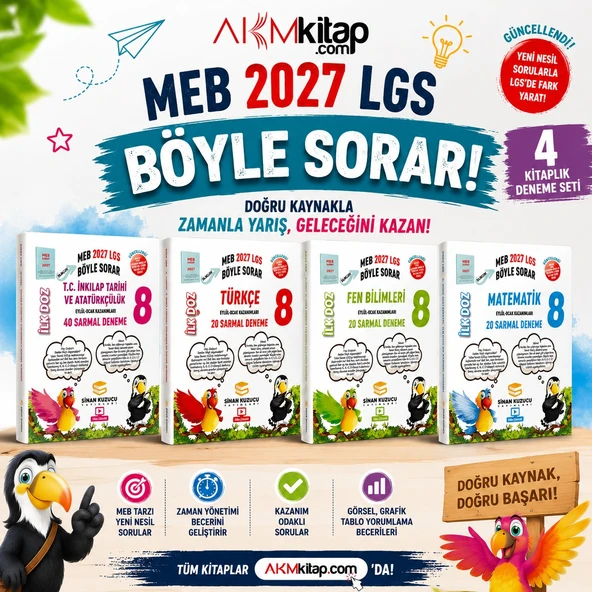 Sinan Kuzucu 2027 8. Sınıf Türkçe Matematik Fen Bilimleri ve İnkılap İLK Doz Deneme Seti 4 Kitap ürün görseli 1