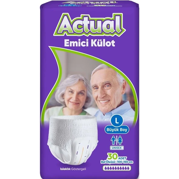 Actual Emici Külot Yetişkin Bezi L - Large - Büyük (30 Adet) (Islaklık Göstergeli) ürün görseli 1