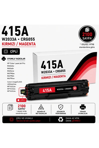 HP/CANON 415A-W2033A-CRG055 Kırmızı ürün görseli 1
