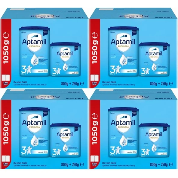 Nutrıcıa Aptamil Pronutra 1050GR (800+250GR) Devam Sütü No:3 (9-12 Ay) Avantaj Pk (4 Lü Set) ürün görseli 1