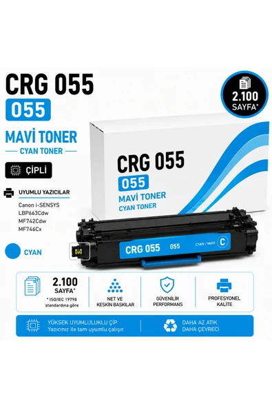 CANON CRG 055 Cyan Chipli ürün görseli 1