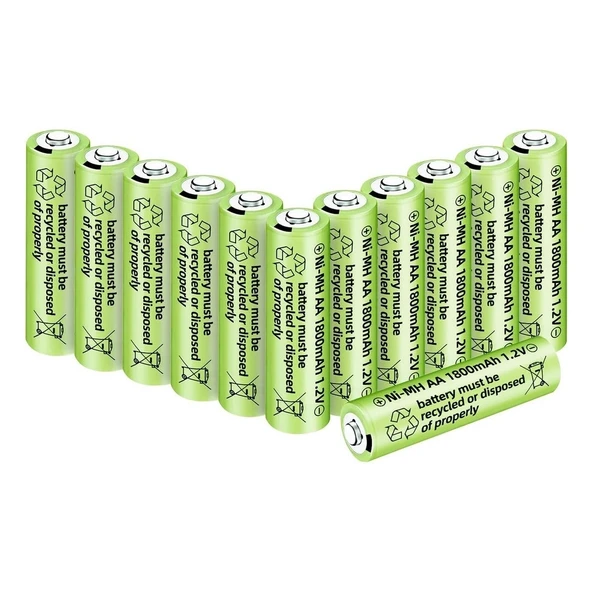 1800 Mah 1.2v Aa Ni-mh Şarj Edilebilir Pil 12 Adet ürün görseli 1