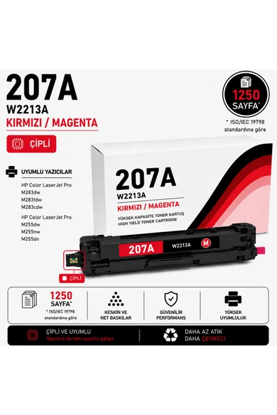 HP 207A-W2213-M283-M255 Kırmızı 1250 Sayfa ürün görseli 1