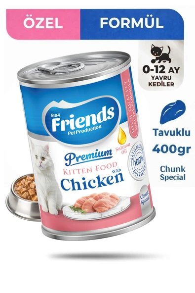 Premium Tavuklu Yavru Kedi Konservesi 400 gr – Kitten Yaş Mama (0-12 Ay) ürün görseli 1