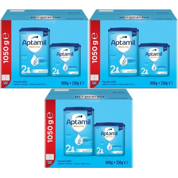 Nutrıcıa Aptamil Pronutra 1050GR (800+250GR) Devam Sütü No:2 (6-9 Ay) Avantaj Pk (3 Lü Set) ürün görseli 1