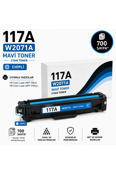 HP 117A-W2071-MFP178-MFP179 Chipli Mavi 700 Sayfa ürün görseli 1