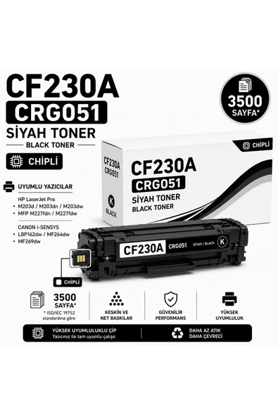 HP/CANON CF230A-CRG051-M203-M227 Siyah ürün görseli 1