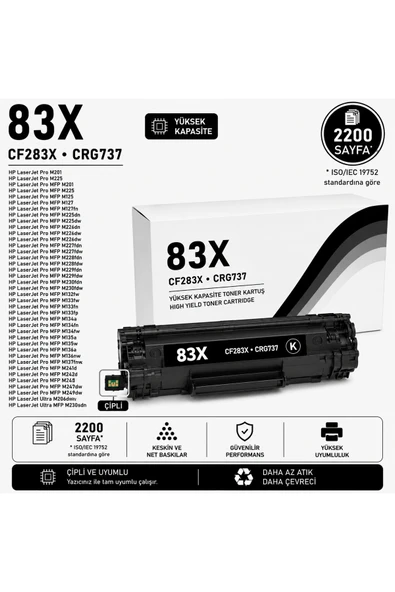 HP/CANON 83X-CF283X-CRG737-M201-M225-MF210-MF249 ürün görseli 1