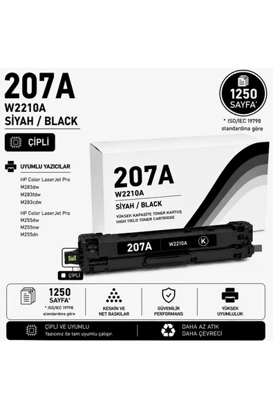 HP 207A-W2210-M283-M255 Siyah ürün görseli 1