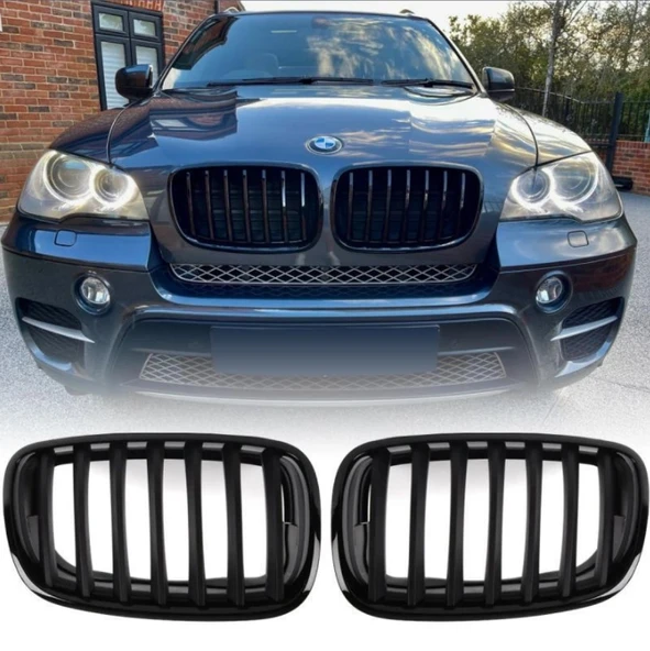 X5 E70 X6 E71 2007-2012 Ön Panjur Seti Parlak Siyah 51712150246-247 ürün görseli 1