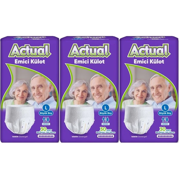 Actual Emici Külot Yetişkin Bezi L - Large - Büyük (Islaklık Göstergeli) 90 Adet ürün görseli 1