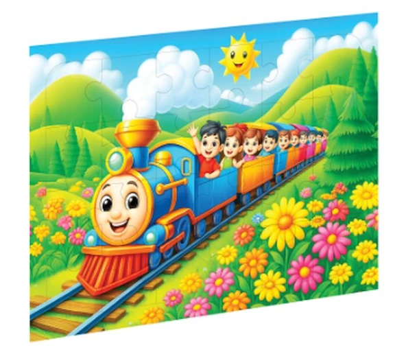 Renkli Tren Ahşap Puzzle ürün görseli 1
