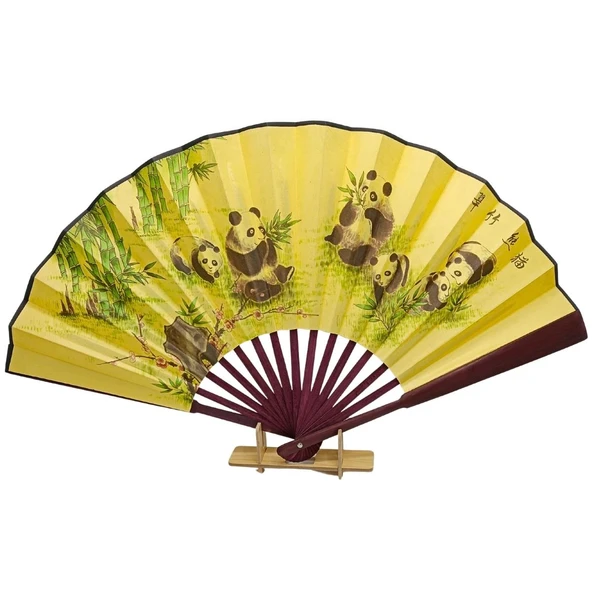 Çin Bambu Keten Kumaş Yelpaze CK03 Büyük Boy 60cm No.3 ürün görseli 1