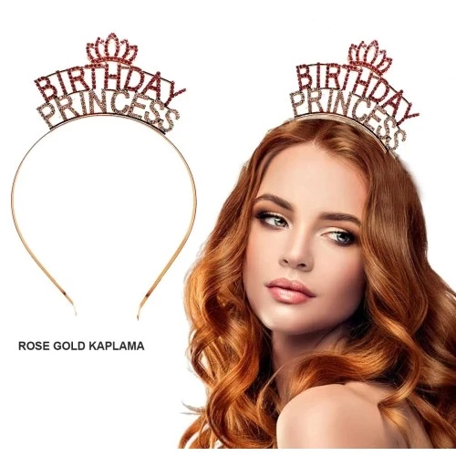 Birthday Princess Kristal Taç – Rose Gold Kaplama ürün görseli 1