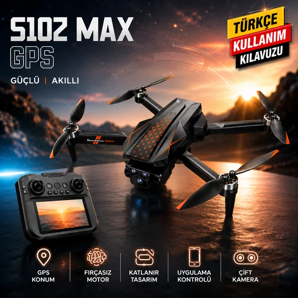 S102MAX GPS DRONE EKRANLI KUMANDA EVE DÖNÜŞ TAKİP ET MODLU ÇİFT BATARYALI DRONE ürün görseli 1