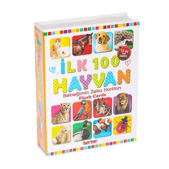 1741 Flash Card İlk 100 Hayvanlar Eğitici Kartlar -Dıytoy ürün görseli 1