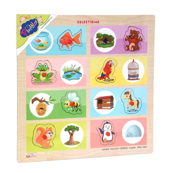 ONY-363-364 Ahşap Tutmalı Eşleştirme Hangi Hayvan Nerede Yaşar -Onyıl ürün görseli 1