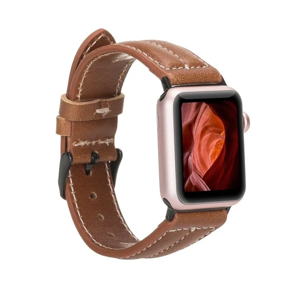 Apple Watch Uyumlu Deri Kordon 42-44-45mm NM3-AS2 Taba ürün görseli 1