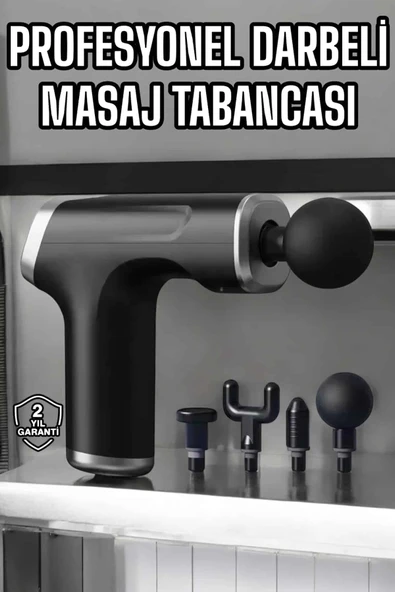 Masaj Tabancası 4 Başlıklı Kas ve Vücut Ağrıları İçin Şarjlı Darbeli ürün görseli 1
