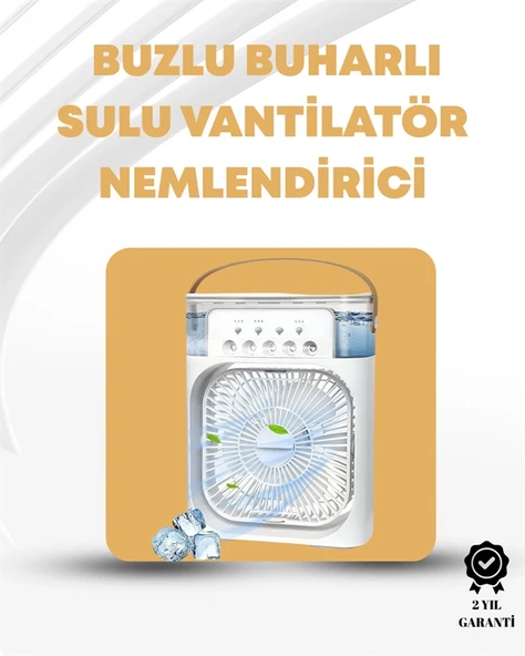 Taşınabilir 3'ü 1 Arada Mini Fan | Nemlendirici + Soğutucu + Gece Lambası ürün görseli 1