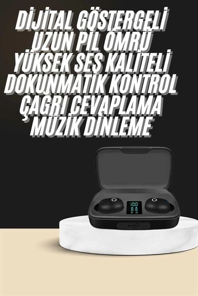 Kablosuz Dijital Göstergeli Çağrı Cevaplayabilen TWS 5.0 Bluetooth Kulaklık ürün görseli 1
