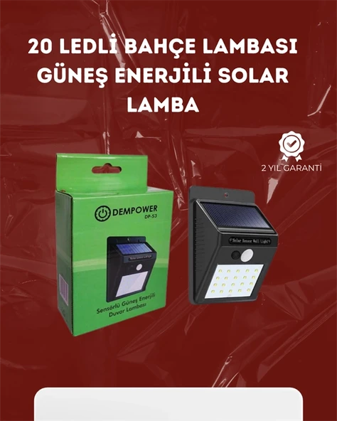 Su Geçirmez 20 LED Solar Aydınlatma | Dış Mekan için PIR Hareket Sensörü ile Akıllı Işık ürün görseli 1