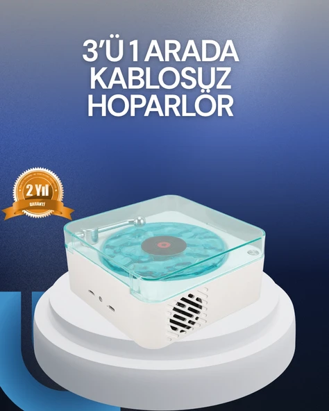 Bluetooth Hoparlör – 3-ü-1 Saatli Gece Lambası ve Vintage Tasarım ürün görseli 1