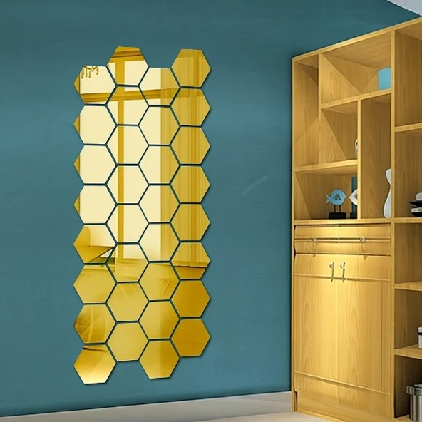 Yapışkanlı Akrilik Gold Ayna Seti 12 Adet ürün görseli 1