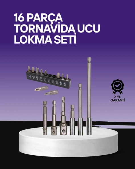 Çok Amaçlı 16lı Bits Uç Seti Dayanıklı Tornavida Adaptör ürün görseli 1