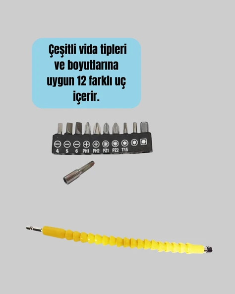 Akrobat Vidalama Uç Seti 12 Parça Profesyonel Dar Alan Kullanım - Resim 2
