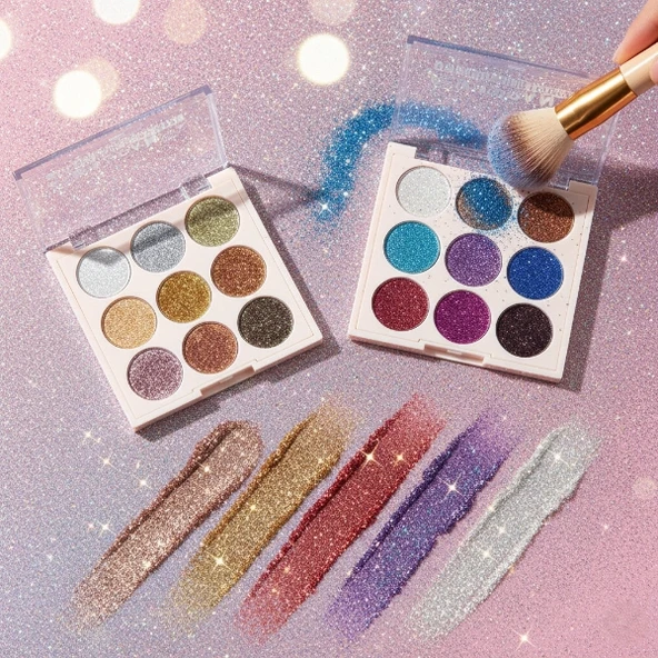 9 Renk Glitter Diamond Far Paleti - 2'li Set ürün görseli 1