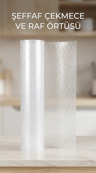 Şeffaf Kaydırmaz Dolap İçi PVC Çekmece Örtüsü 45x300 cm Koruyucu Kaplama ürün görseli 1